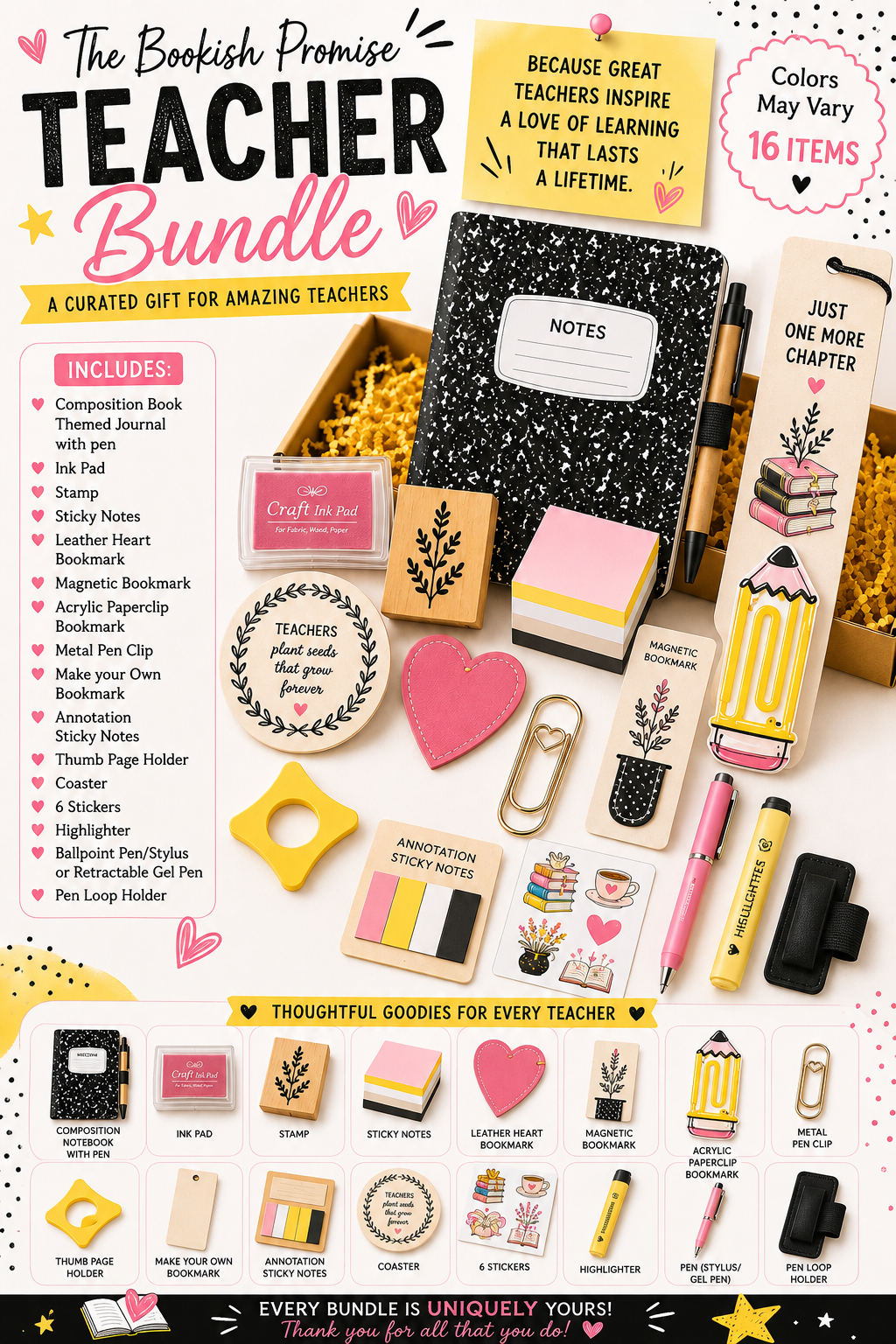Bookish Promise TEACHER Bundle with 16 teacher-themed bookish items